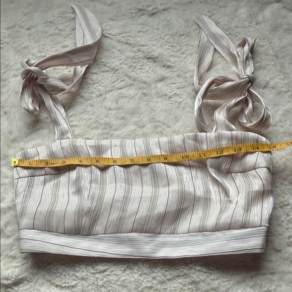 Lena Cream Striped Tie-Shoulder Crop Top - Picture 7 of 11